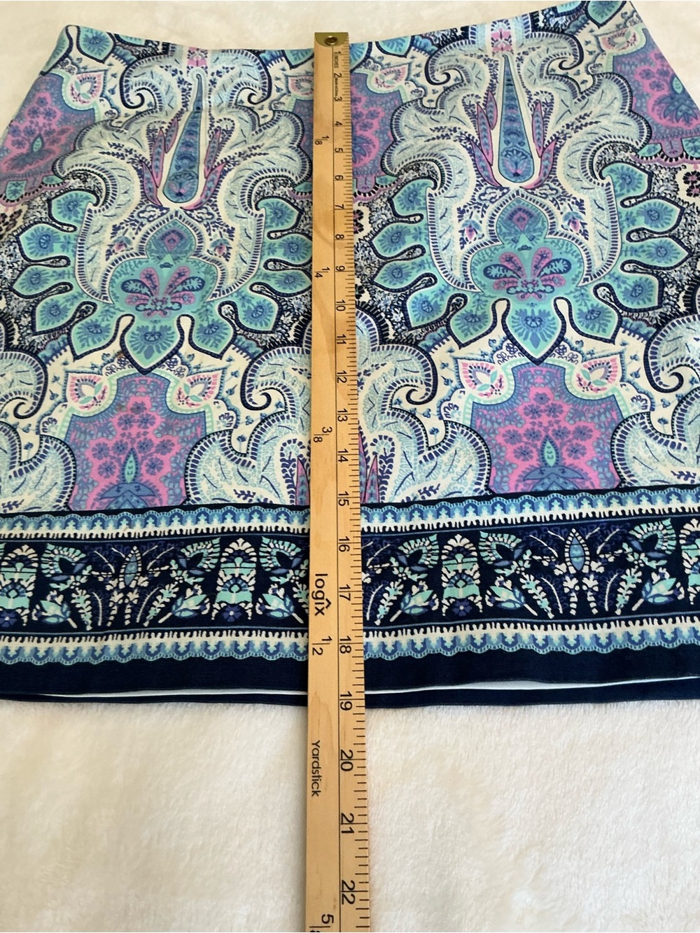 Talbots Summer Church Office A-Line Skirt Sz 12 Paisley Cotton-Blue/Lavender - Picture 6 of 12